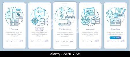 Comfort, service industries onboarding mobile app page screen vector template. Informational services. Walkthrough website steps with linear illustrat Stock Vector