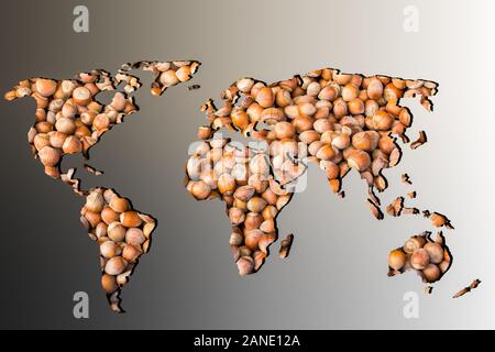 Roughly outlined world map with a gray background Stock Photo