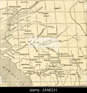 History of Nevada, Colorado, and Wyoming, 1540-1888 . Pkobable Route of Cardenas, The first European to enter within the presentlimits of Nevada of whom we now have knowledge,and without doubt in my mind absolutely the first toenter, was Father Francisco Garces, of the order ofSt Francis, who set out from Sonora in 1775 with aparty under Colonel Anza for California, and whostopped at the junction of the Colorado and Gila toexplore for a mission site. Of the expedition to Cali-fornia was Father Pedro Font who wrote a narrativeof it, and drew a map which included not only his ^ EARLIEST EXPLORAT