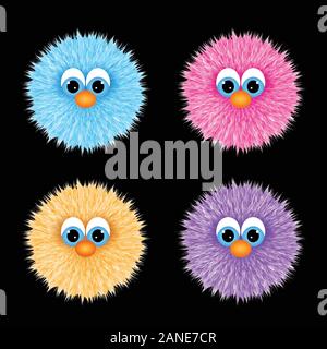 Funny colorful cartoon fluffy ball fuzzy Vector Image