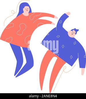 Two strange characters hang in the air. Stock Vector