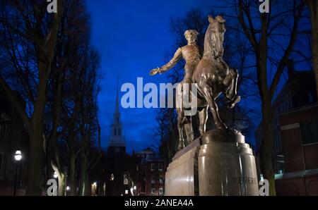 Paul Revere Statue In Bostson Massachusetts Stock Photo