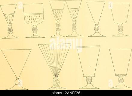 Old English glassesAn account of glass drinking vessels in England, from early times to the end of the eighteenth centuryWith introductory notices, original documents, etc . hed by theirplain ring handles. The beer glasses proper may be collectively described as larger versions ofthose for wine, and they include heavier and more ample vessels of another class.Some with funnel-shaped bowls are thus particularised on the drawings: Thelower partt of these glasses and the buttons must be solid mettall and all Ye Restof ye glasse I woud have to be blowne thicker then usealj especullj Ye feett mustb Stock Photo