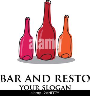 bar and restaurant logo inspiration, three bottle logo design Stock Vector