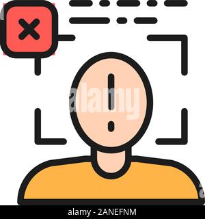 Face not identified, face not recognized flat color line icon. Stock Vector