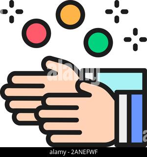 Vector juggling balls, juggler, circus flat color line icon. Stock Vector
