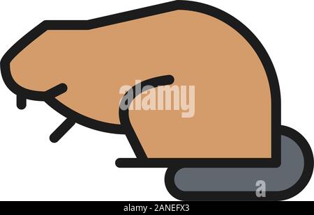 Beaver, water rat flat color line icon. Stock Vector
