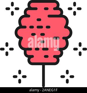 Candy-floss, cotton candy flat color line icon. Stock Vector