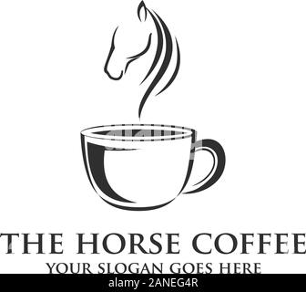 the Horse Coffee logo inspiration, coffee store logo template Stock Vector