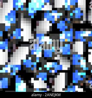 Realistic, blue and white butterflies seamless pattern on black background. Stock Vector