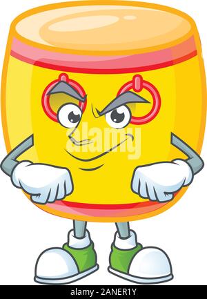 Chinese gold drum mascot cartoon character style with Smirking face Stock Vector