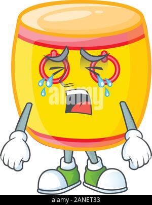 Sad of chinese gold drum cartoon mascot style Stock Vector