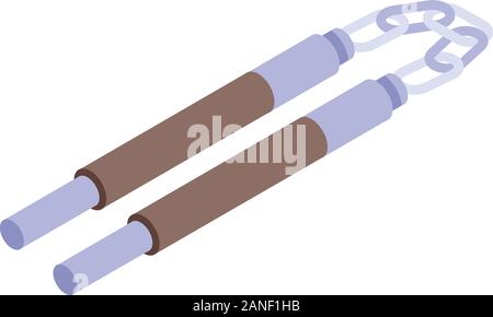 Nunchucks icon, isometric style Stock Vector
