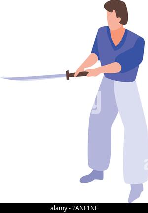 Ancient samurai icon, isometric style Stock Vector