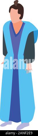 Blue clothes samurai icon, isometric style Stock Vector