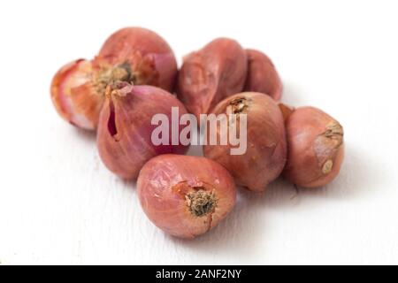 Fresh shallots isolated on white background Stock Photo