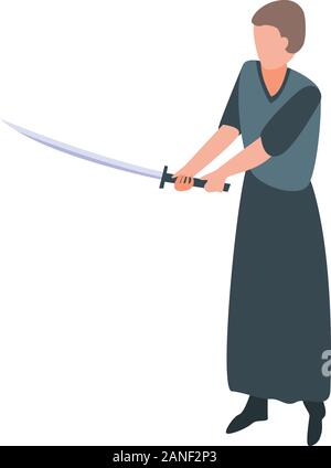 Ninja samurai icon, isometric style Stock Vector