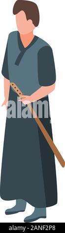 Knight samurai icon, isometric style Stock Vector