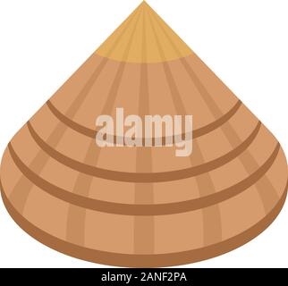 Samurai cone hat icon, isometric style Stock Vector