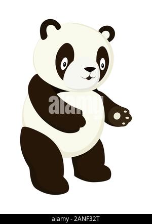 Stylized panda full body drawing. Simple panda bear icon or logo design Stock Vector