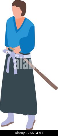 Samurai man icon, isometric style Stock Vector