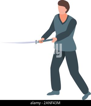 Black clothes samurai icon, isometric style Stock Vector