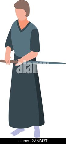 Male samurai icon, isometric style Stock Vector