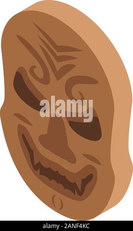 Samurai mask icon, isometric style Stock Vector
