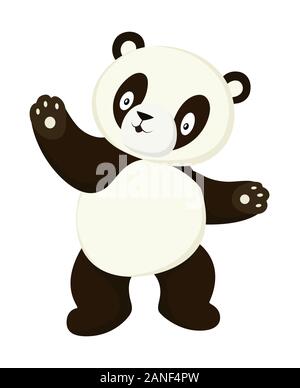 Stylized panda full body drawing. Simple panda bear icon or logo design Stock Vector