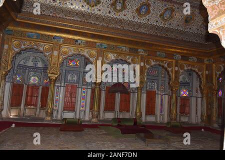 View of Rang Mahal in Maherangarh Fort on Chidiyakut Hill of Jodhpur Stock Photo