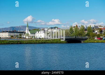 REYKJAVIK, ICELAND - MAY 24, 2019: Reykjavik is the capital and the largest city of Iceland and is visited every year by crowd of tourists Stock Photo