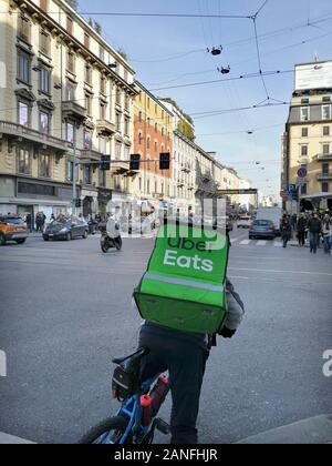 Italy, Milan, Uber Eats Stock Photo - Alamy