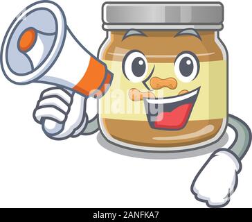 An icon of peanut butter having a megaphone Stock Vector