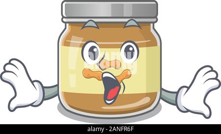 Peanut butter cartoon character design on a surprised gesture Stock Vector