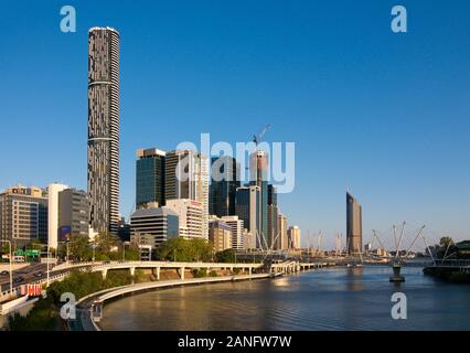 Brisbane, Queensland, Australia - 3rd January 2020 : Infinity Tower, 1 William Street Tower and other modern buildings of Brisbane's skyline seen from Stock Photo