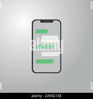 Creative vector illustration of messenger window. Social network talking art design. Mobile phone live chat boxes. Smartphone online app. Compose dialogues mockup. Abstract concept graphic element Stock Vector