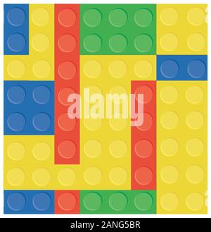 Plastic toy illustration, building block, background image Stock Vector