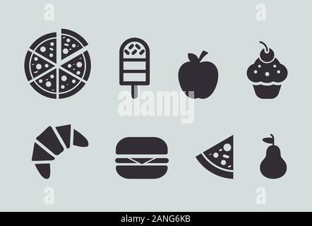 Food and Cooking minimalism icon set Stock Vector