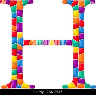 Letter H vector mosaic tiles composition in colors over white background Stock Vector