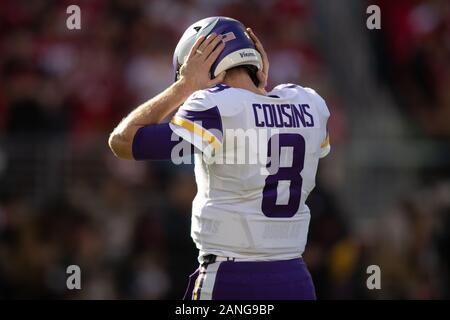 Minnesota Vikings quarterback Kirk Cousins (8) during an NFL divisional playoff game against the San Francisco 49ers, Saturday, Jan. 11, 2020, in Santa Clara, Calif. The 49ers defeated the Vikings 27-10. (Photo by IOS/ESPA-Images) Stock Photo