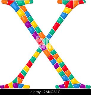 Letter X vector mosaic tiles composition in colors over white background Stock Vector