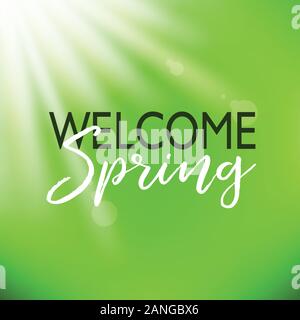 Welcome spring. Vector card with lettering Stock Vector