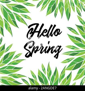 Hello spring. Vector card with lettering Stock Vector