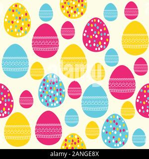 Easter seamless background with eggs. Gift card egg ornament, pattern.  Spring: Graphic #238882721