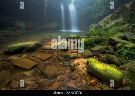 Laitmawsiang Waterfall, Garden Of Caves, Meghalaya, India Stock Photo