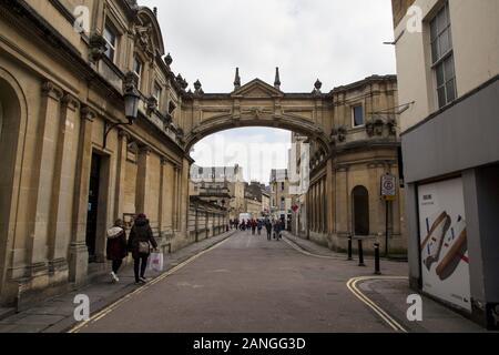 BATH, UK - APRIL 10, 2019. Archway across the streets of Bath. Bath, England, UK, April 10, 2019 Stock Photo