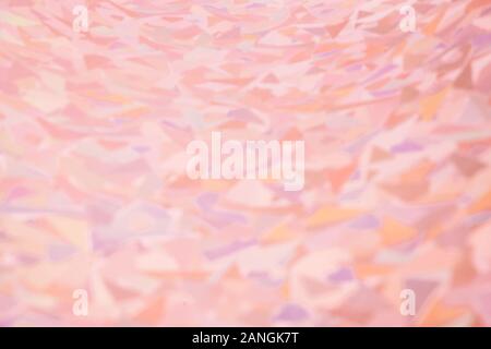 Abstract background with holographic figures in coral shades in full focus. Stock Photo
