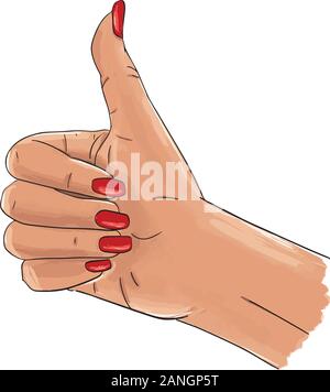 Hand gesture, thumbs up, pop art sketch Stock Vector