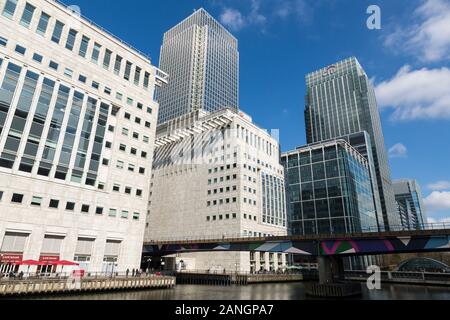 Canary Wharf business district banks, London, England