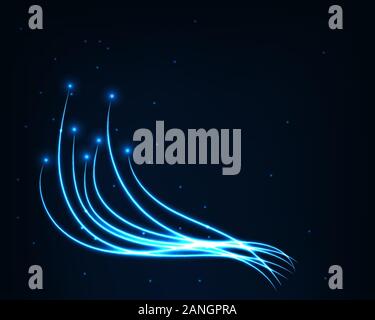 Abstract background vector electric light. Spark flash effect. Bright curved line. Neon glowing curves. Stock Vector